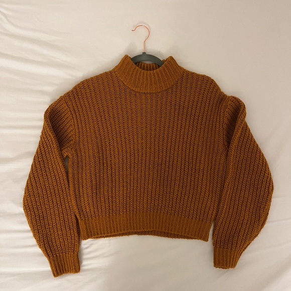 Dark Orange Crop Knit Turtle Neck - Picture 1 of 4